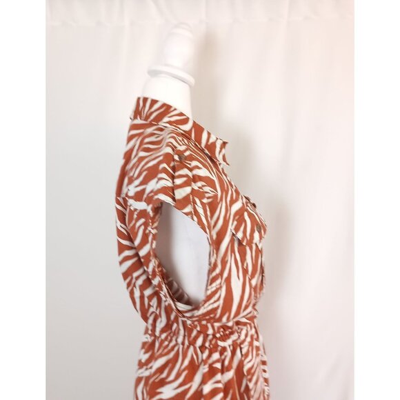 Time and Tru Zebra Shirt Dress Women’s XL Brown Animal Print Utility Style - Picture 5 of 8